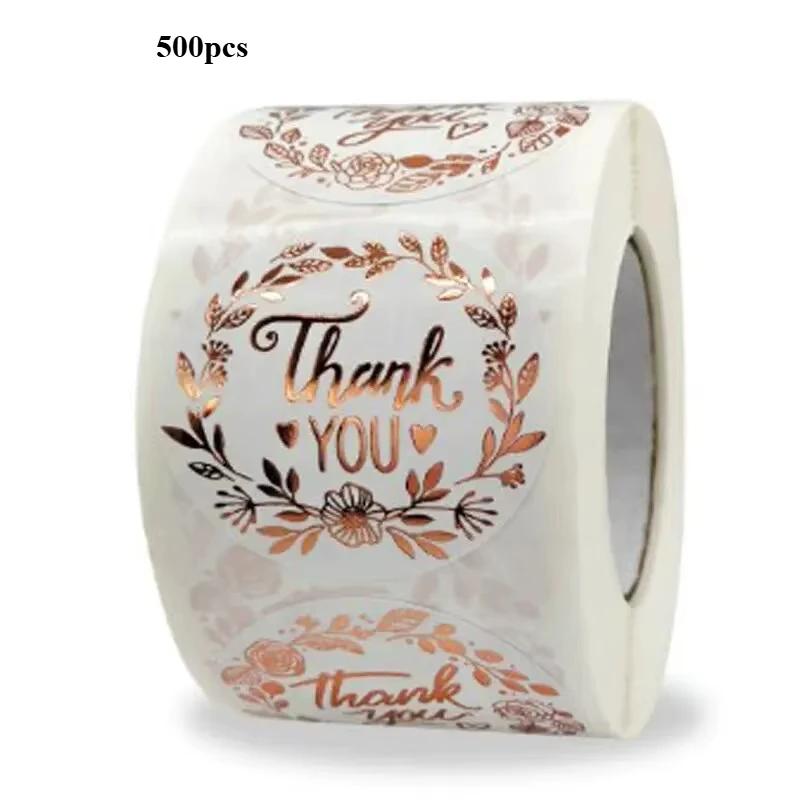 500 PCs Thank You Stickers, Monogrammed Floral Pattern Label Stickers, Thanksgiving Gift Stickers, Sticker Labels