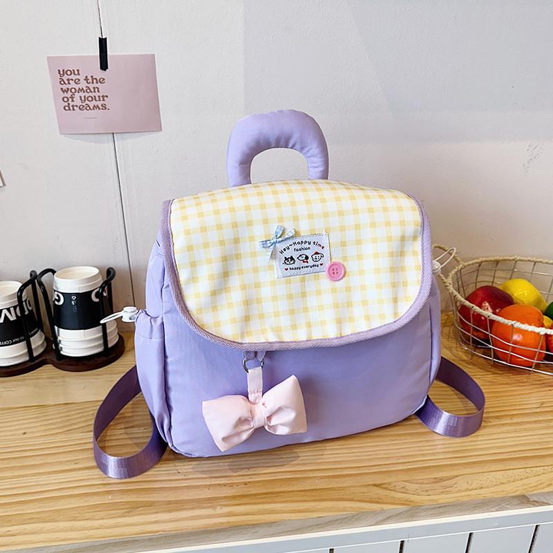 Oxford Fabric Heart Shaped Backpack With Striped Pattern For Casual Daily Use