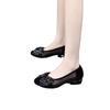 Mesh Mother Sandals Women's 2025 New Thick Heel Mesh Single Shoes Women's Bow Versatile Breathable Work Women's Shoes