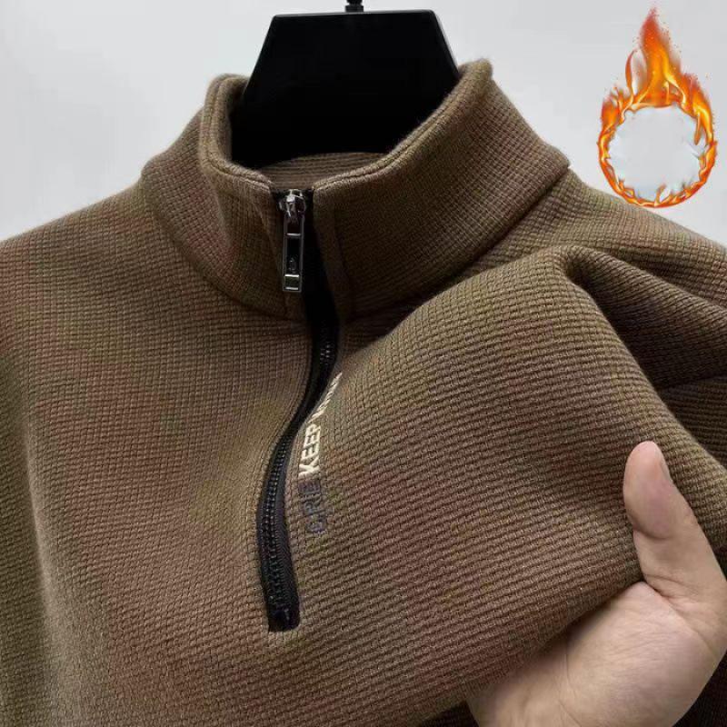 Men's Turtleneck Sweater Fashion Men's   Half Zipper Thickening Sweater Warm