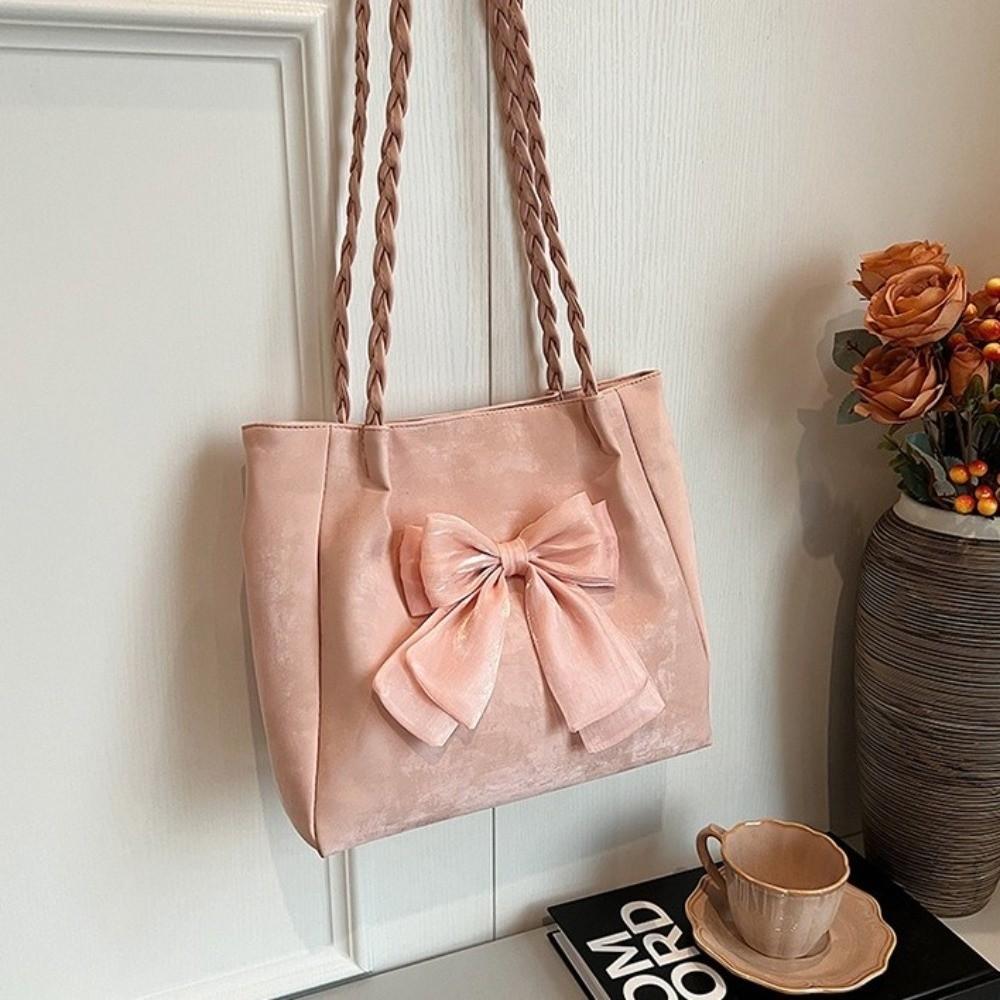 Soft Bow Shoulder Bag Large Capacity Crossbody Bag Portable Women's Shoulder Bag Daily Commute