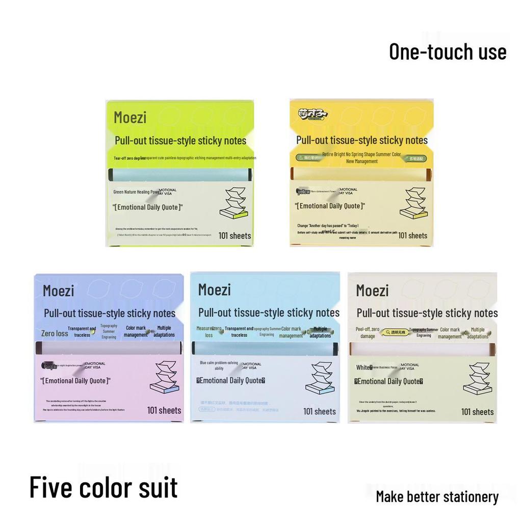 Transparent Tissue-Style Pull-Out Sticky Notes: Creative Memo and Marker Stickers for Students and Offices