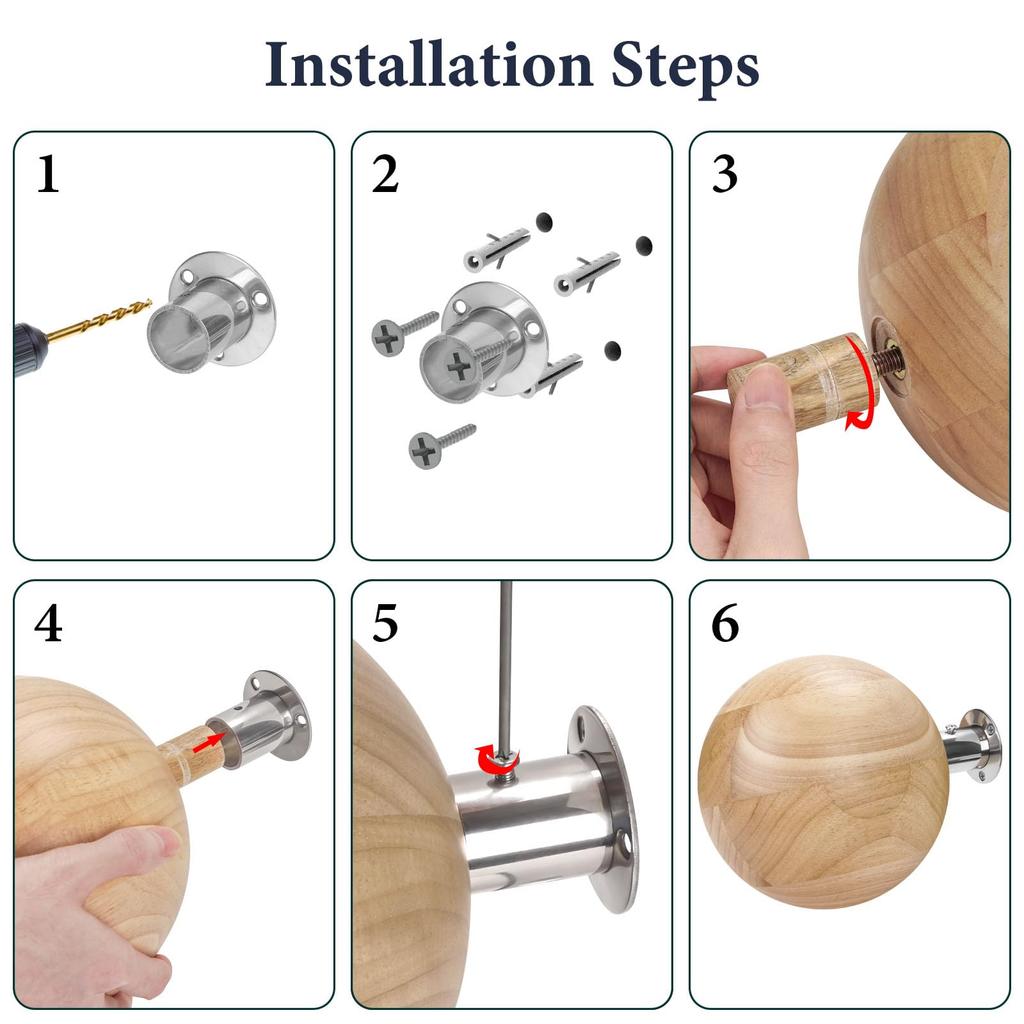 Geekria Wooden Sphere Headphone Stand, Headphone Wall Mount Headphone Holder, Headphone Hook Holder, Compatible with Bose, Sony, and Most Headphones