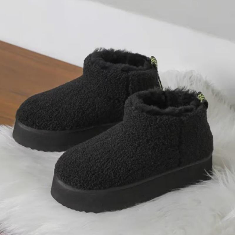 

Модные зимние новые женские замшевые короткие хлопковые сапоги с круглым носком, толстой подошвой, противоскользящие и износостойкие 42 чёрный