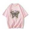 grey cotton short-sleeved t-shirt women's summer new small butterfly print ins design sense niche loose top