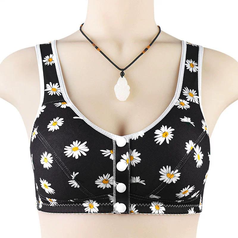 Women's Front Closure Bra for Older Women, Everyday Wear Bra, Black