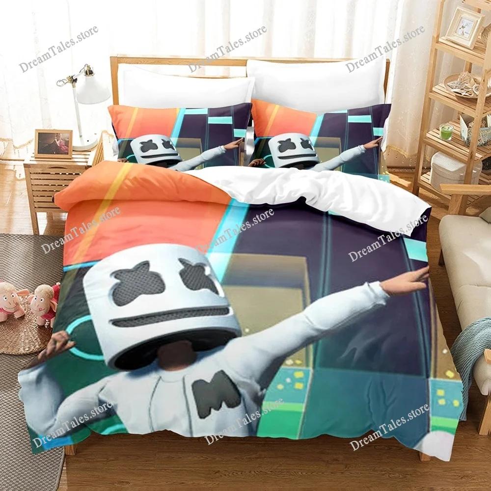 Exquisite 3D DJ Marshmello Wallpaper Print Bedding Set Duvet Cover Comforter Bed Youth Kids Girls Boys Gift Home Textileextile