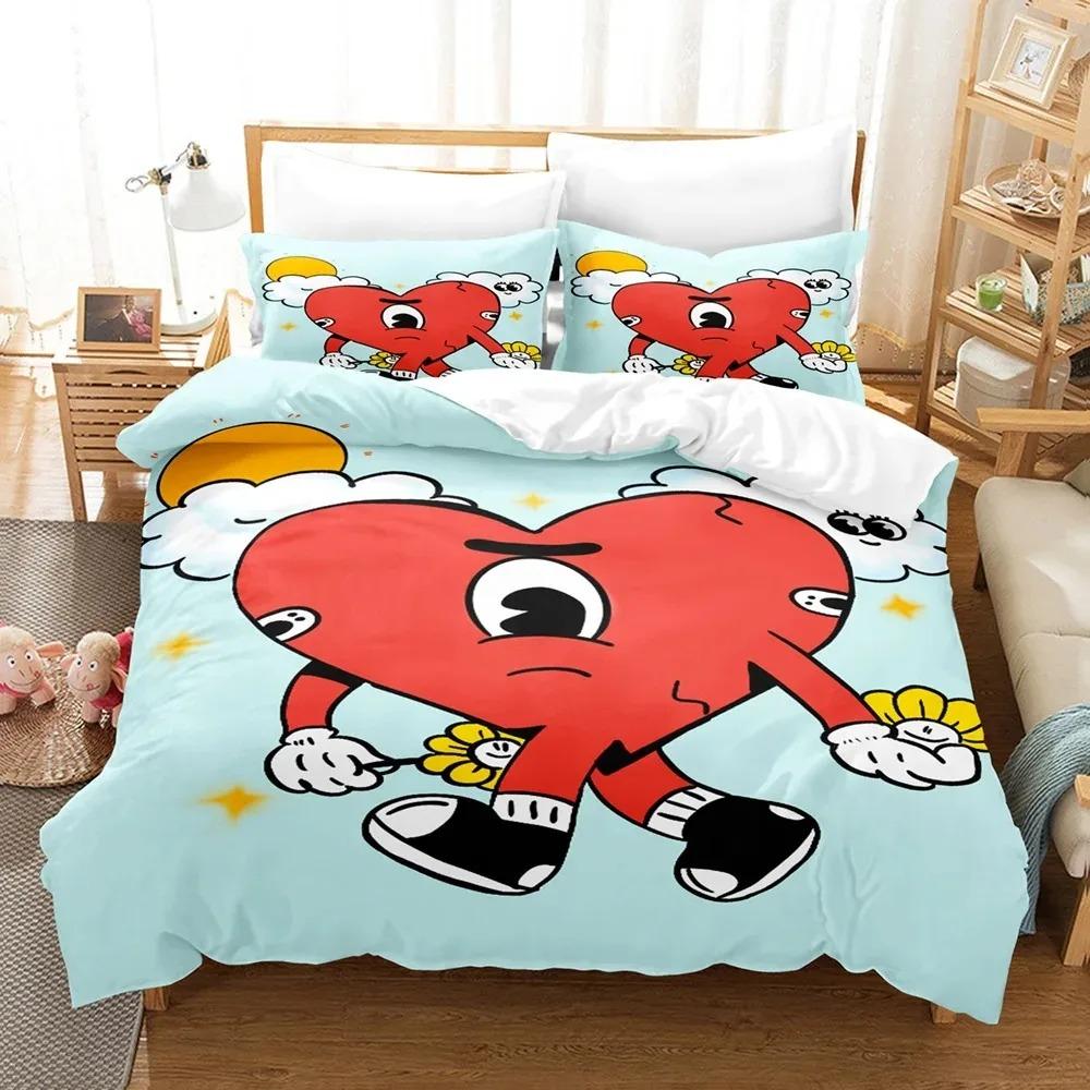 Bad Bunny Un Verano Sin Ti Bettbezug-Set Mode Leinwandbild Bettwäsche-Set, für Erwachsene Jugendliche Full Queen Size Bettdeckenbezug-Sets