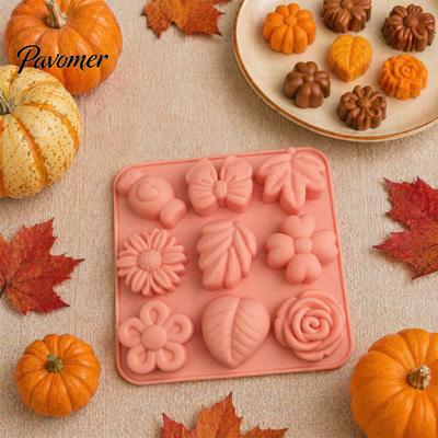 Flexible Jelly Molds for Home DIY Pumpkin Leaf Maple Flower Silicone Mold, Candy Pudding Cake Versatile Kitchen Baking Soap Candle Tray, Non