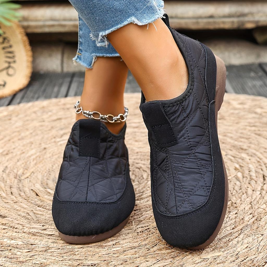 Women'S Cozy Slip-On Winter Boots - Warm Fleece-Lined Round-Toe Ankle Boots with Chunky Sole, Brown Casual Boots for Casual Attire, Winter Footwear