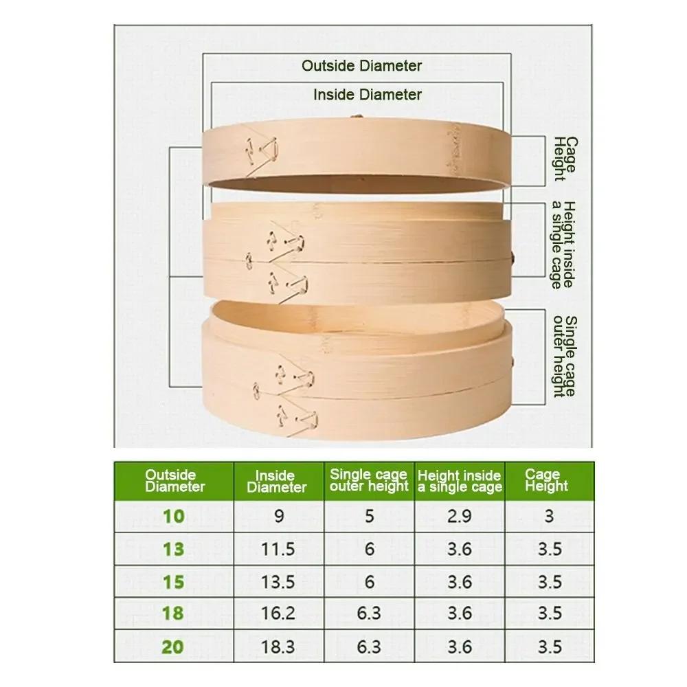 Bamboo Steamer Basket with Lid Dumpling Steamer Basket Kitchen Chinese Bamboo Steamer for Cooking Bao Buns Steam Basket