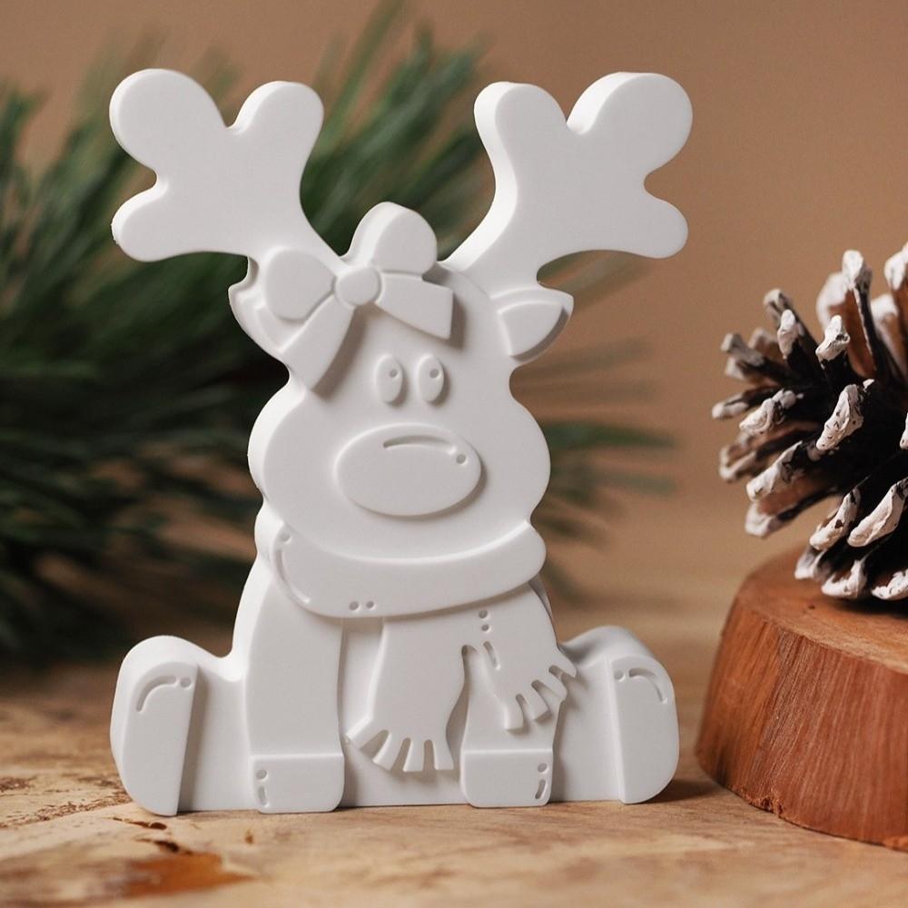 New 3D Reindeer Silicone Mold Sitting Position Handmade Craft Christmas Ornament Mold Cute DIY Craft Mold Holiday Party