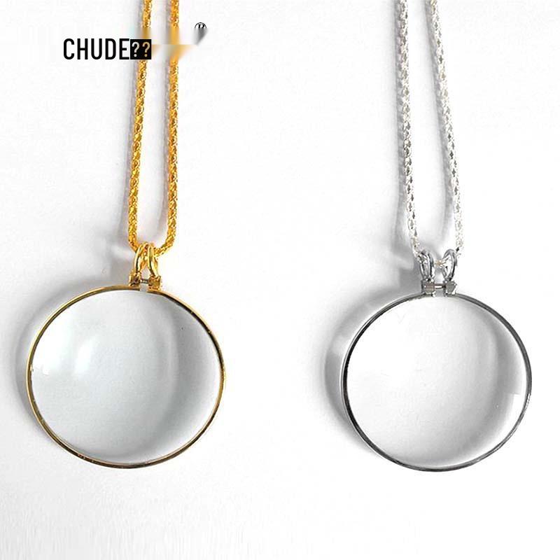 

Chuda Zinc Alloy Necklace with Newspaper Pendant - Gift Magnifying Glass for Elderly Reading Small Print Silver Necklace