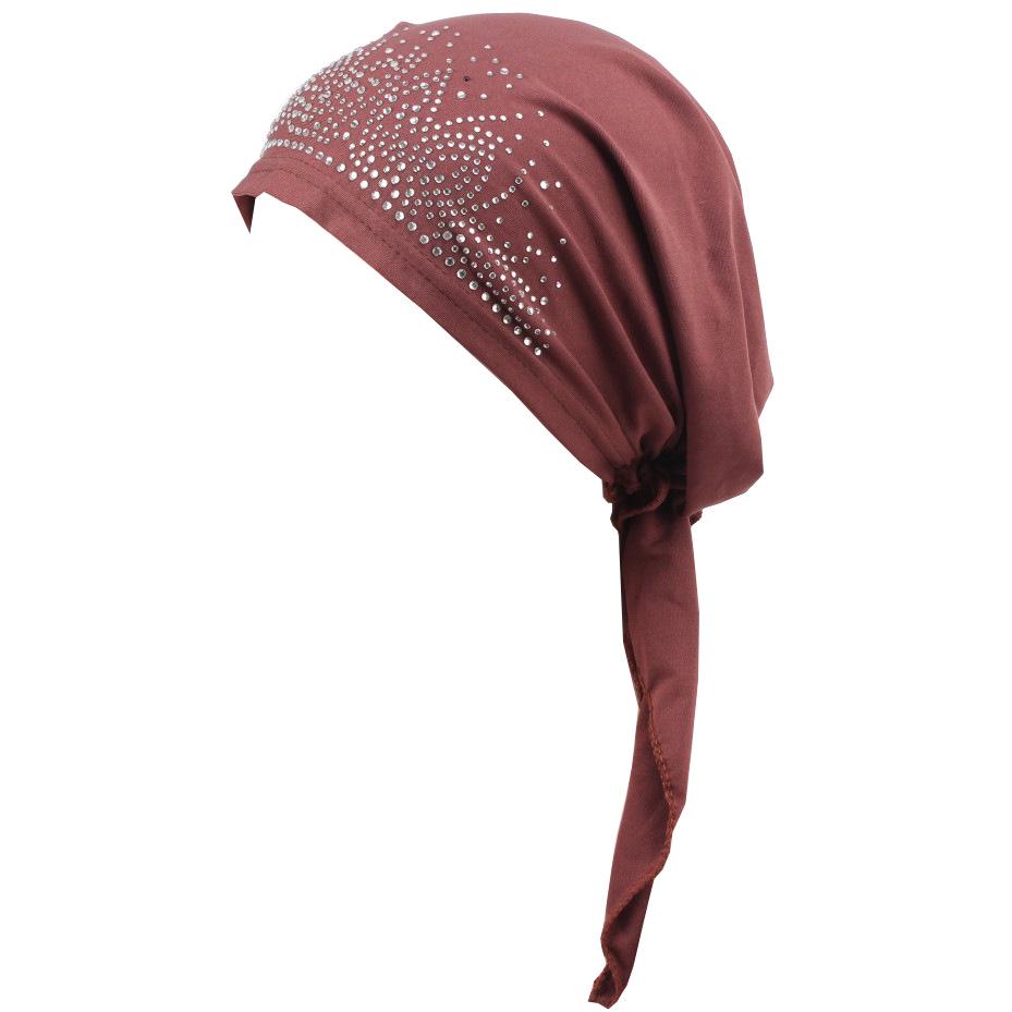 Dehnbarer Polyester Strass Beanie Kopftuch für Damen