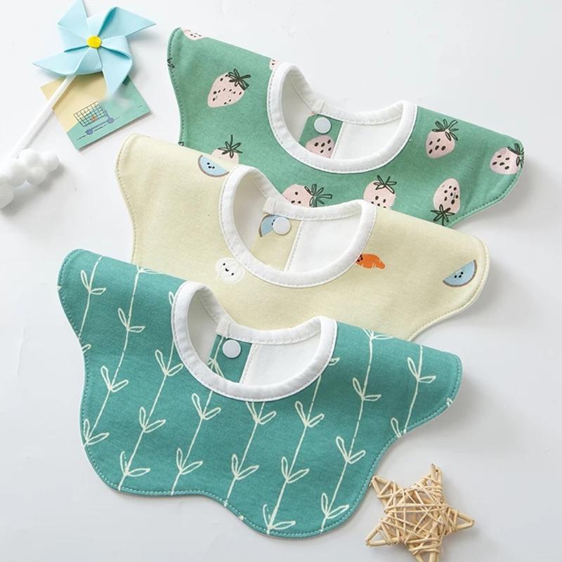 Toddler 360 Degree Rotation Drool Bibs Scarf Baby Infants Feeding Bib Soft Pure Cotton Bandana Waterproof Saliva Towel