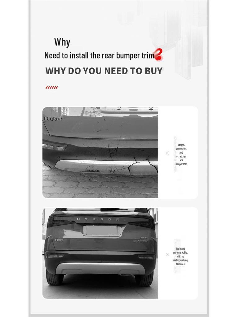 Kustu Stainless Steel Rear Bumper Trim for Trunk - Decorative Car Decal Accessory
