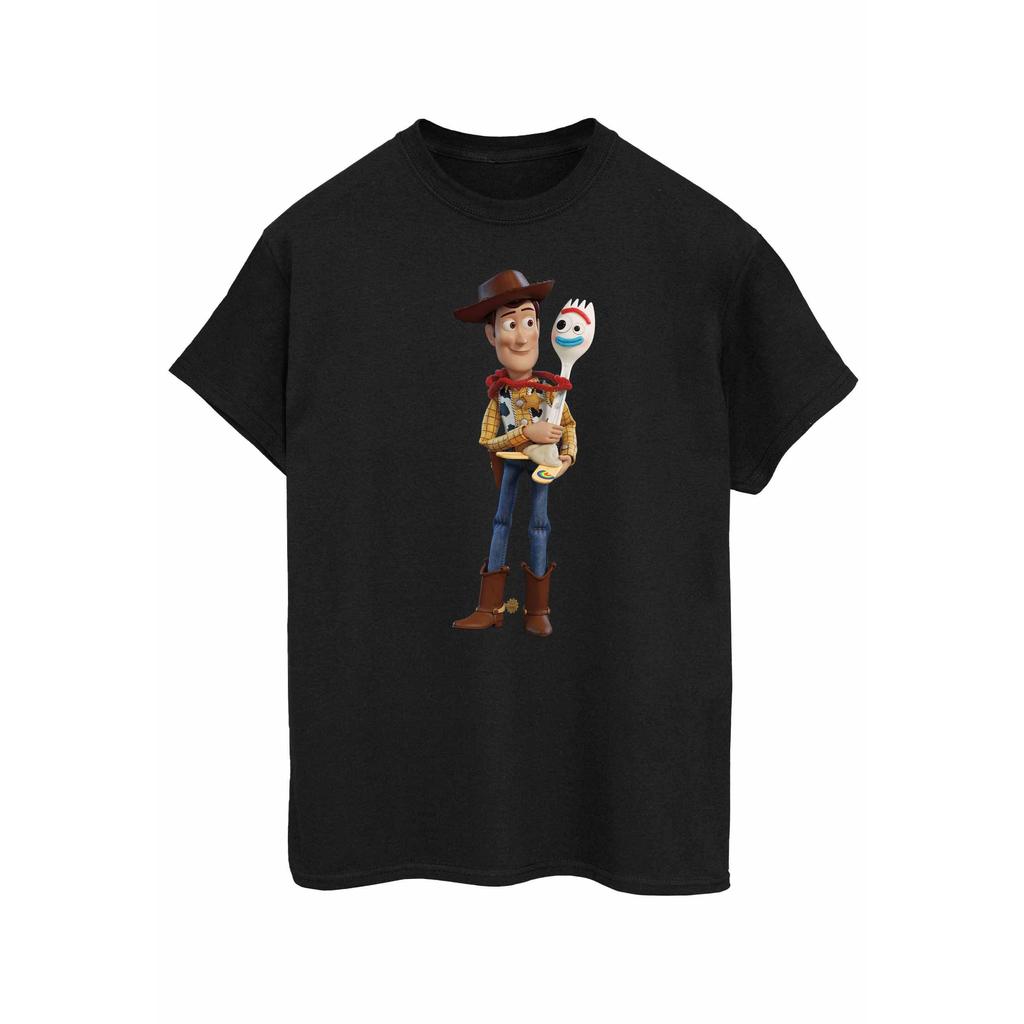 Disney Womens/Ladies Toy Story 4 Woody And Forky Cotton Boyfriend T-Shirt
