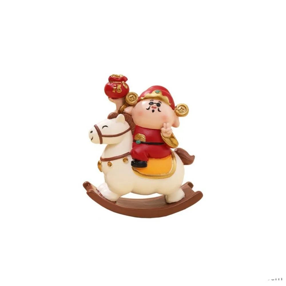 Resin 2026 Horse Year Figurines Year of The Horse Chinese Style Rocking Horse Ornament Mascot Blessing Horse Statue For Home