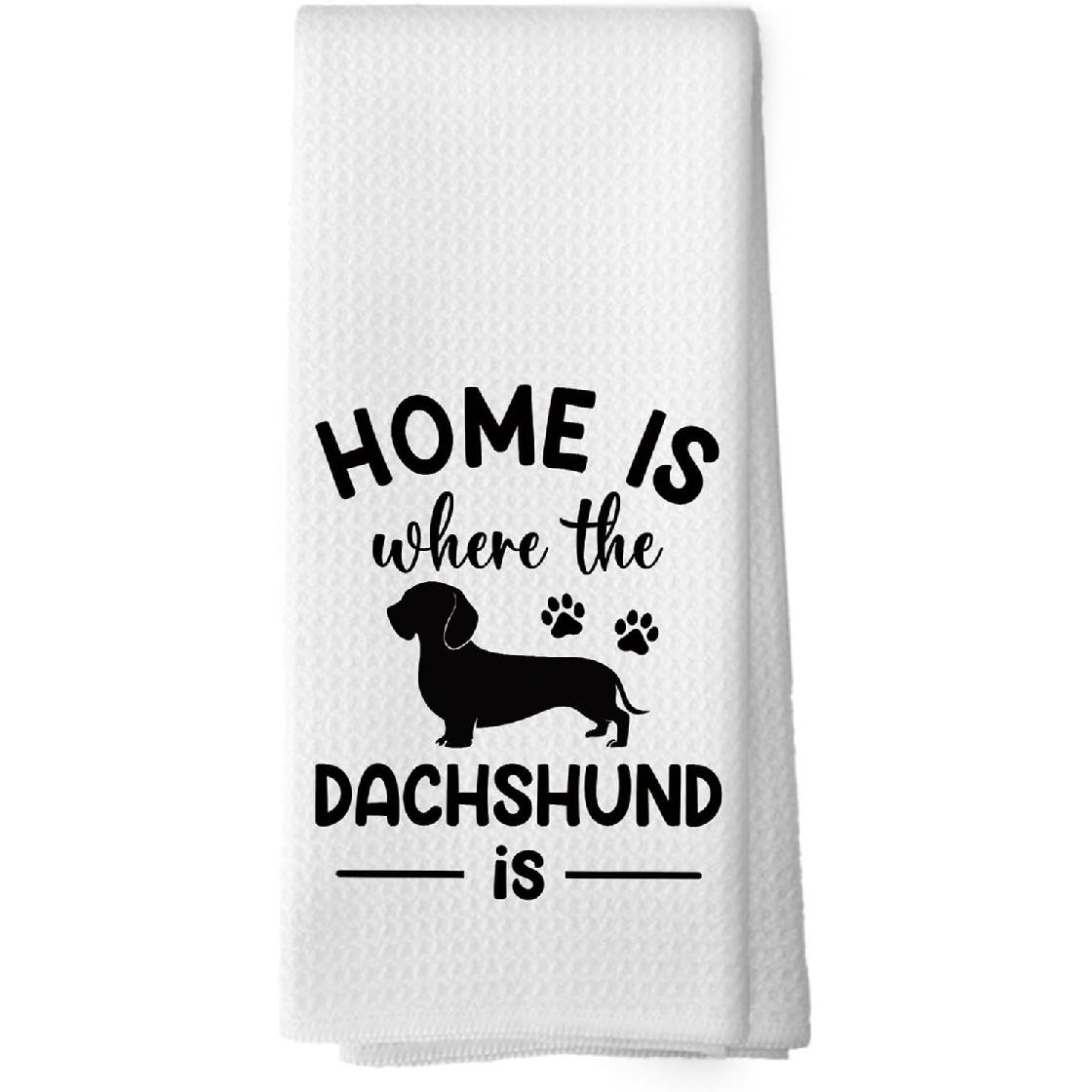 Funny Dachshund Kitchen Dish Towels, Dachshund Doxie Gifts for Women Men, Wiener Dog Gifts, Gift for Dog Mom Lovers Owner Hand Towels Kitchen Tea Dog01