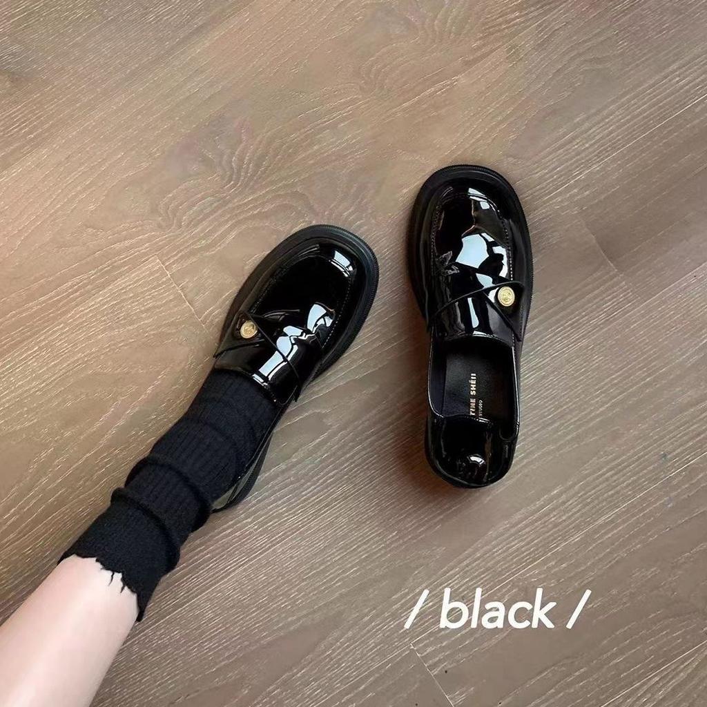 Small Gold Coins Thick-soled Heightening Loafers for Women's British Style 2025 New Retro Small Leather Shoes Single Shoes for Women Ins Tide