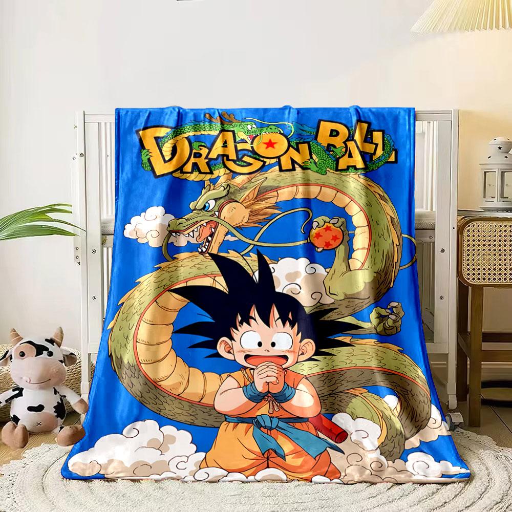 Smiling boy in orange outfit beneath green dragon surrounded by clouds. for all seasons blanket lunch break throw gift 80cm x 120cm