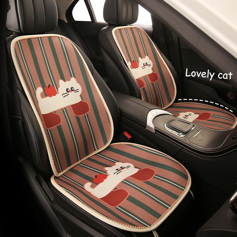 Cute Cat Universal Seat Cushion Covers Four Seasons Comfortable Skin-Friendly Plush Car Headrest Waist Support