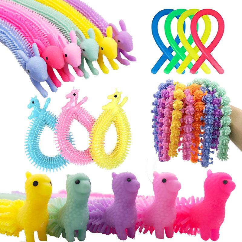 5/30PCS Funny Stretch Sensory Toys Unicorn Caterpillar Dinosaur Alpaca Kawaii Fidget Toys Stress Relief Gifts for Children Adult