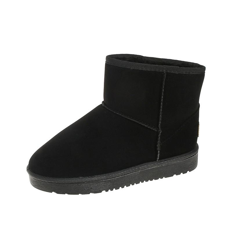 

Зимние женские сапоги с мехом, новые, средние, модные, короткие, нескользящие, утолщенные, бархатные, теплые и морозостойкие, хлопковые ботинки 36 чёрный