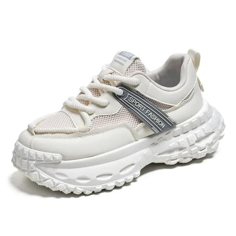 

Новые кроссовки мужские с толстой подошвой, амортизирующие, мужские спортивные кроссовки для бега в стиле ретро, синие, грязные, кроссовки для тенниса для мужчин 44 белый