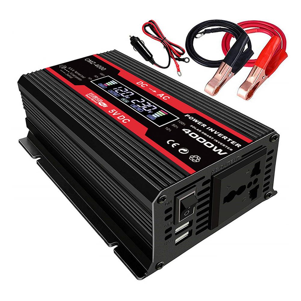 12V To 110V/220V Car Inverter Converter LCD Display Modified Sine Wave Voltage Transformer Car Adapter Charge Converter