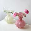Glass Vase Pumpkin Shape Wave Edge Retro European Hand-made Glass Vase Floral Arrangement Accessories Terrarium Flower Vases