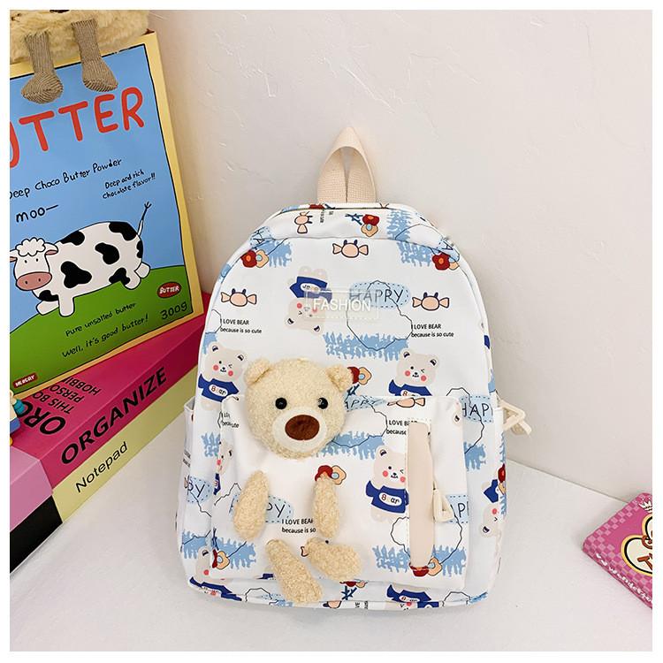 Adorable Cartoon Bear Backpack For Kids Stylish Kindergarten Book Bag In Blue And Pink