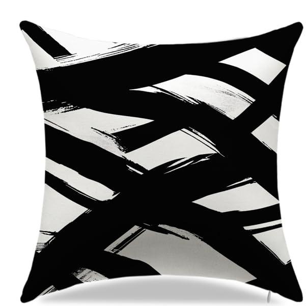 Home Decor Abstract Black And White Brushstroke Pillows Pattern Cushion Cover Suitable For Sofa Bedroom Car Pillow Cover