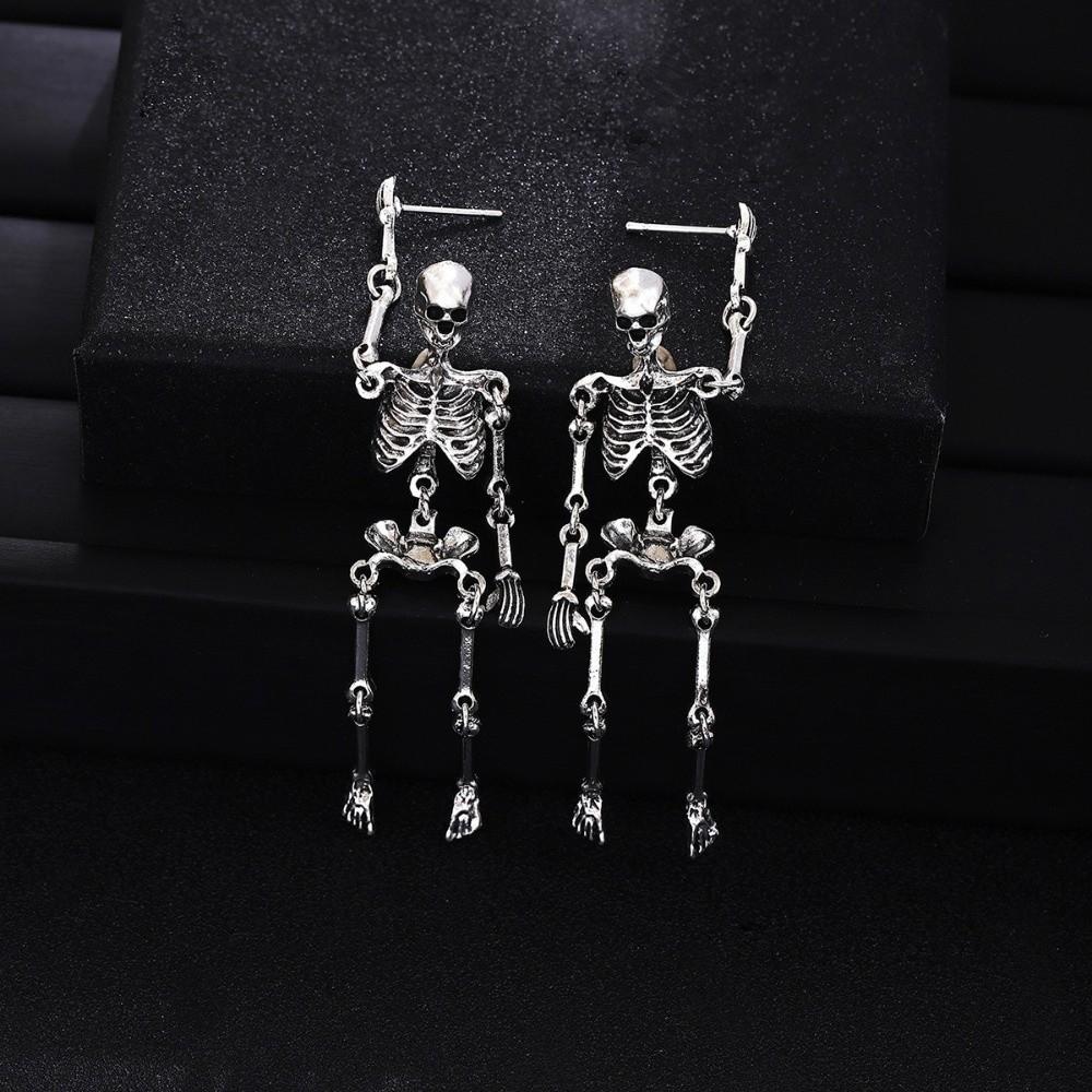 Zinc Zinc Alloy Skeleton Earrings Hip Hop Imitation Human Bone Earrings Halloween Earrings Accessories