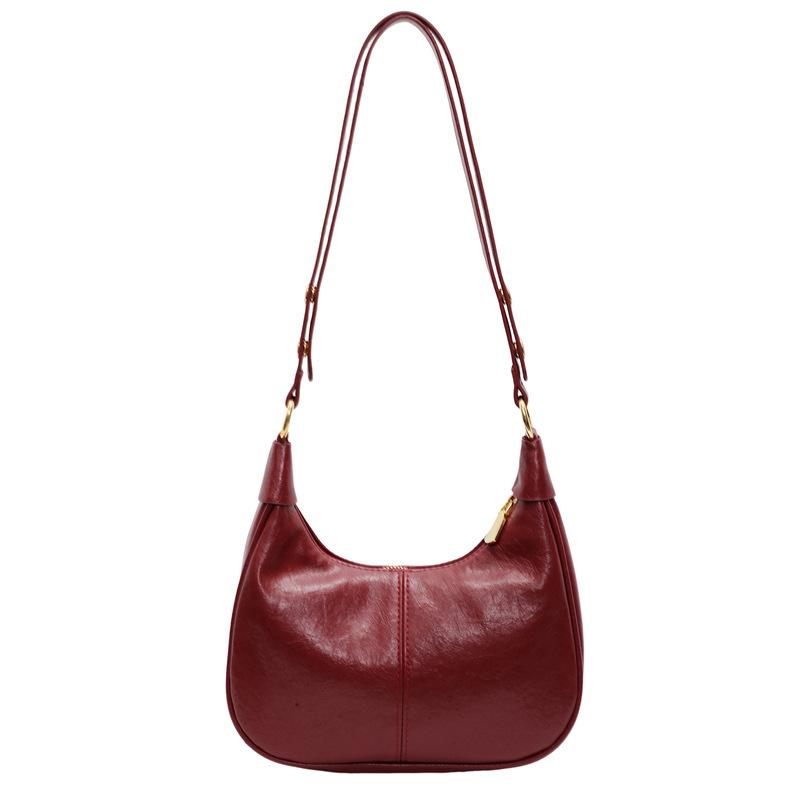 Popular Retro Maillard Simple Solid Color Dumpling Bag Casual Niche Commuting Versatile Soft Leather Messenger Bag