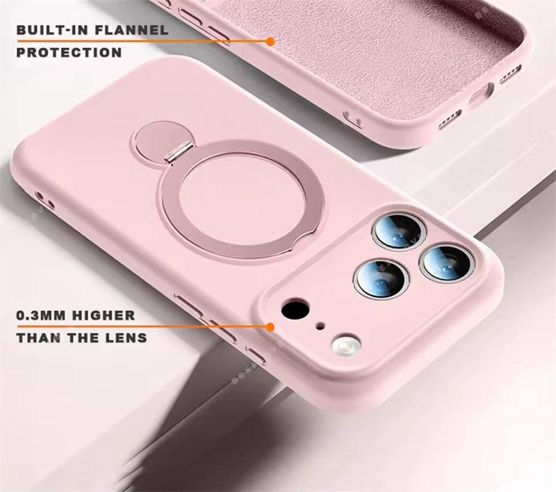 360° Magnetický Stojan Tekutý Silikonový Kryt na Telefon Pro iPhone 17 Air 13 14 15 16 Pro Max Plus Držák pro Magsafe Nabíjení Ochranný Kryt