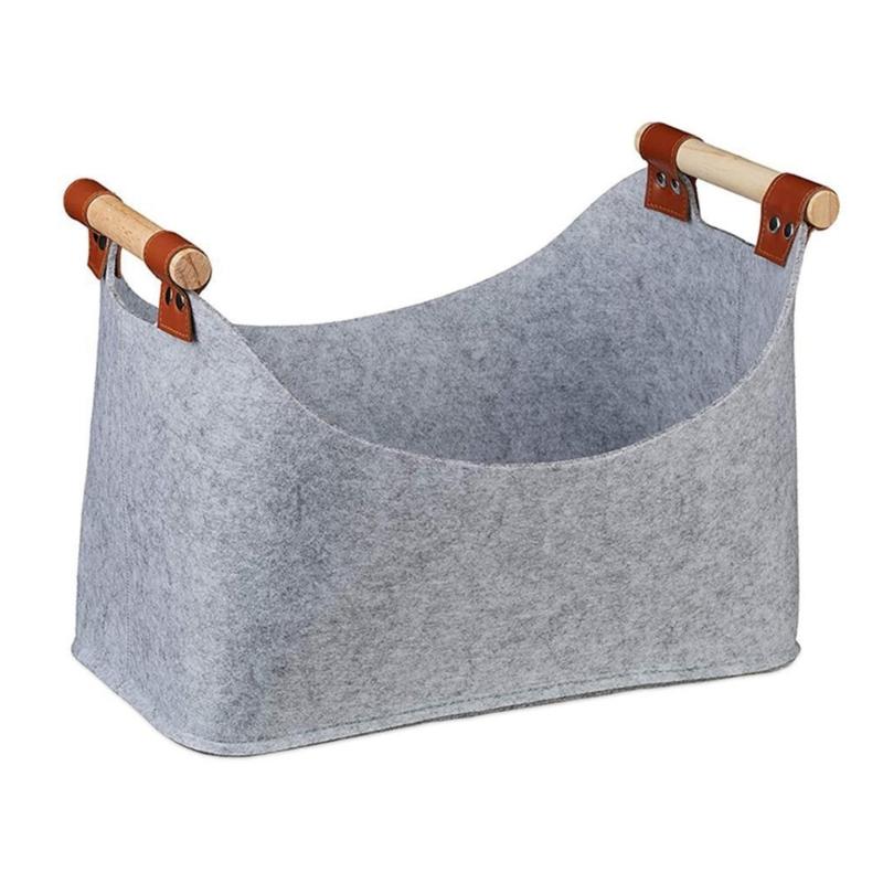 

Sturdy Firewood Storage Bag Fireplaces Wood Storage Solution Practical Felt Basket For Convenient Woods Access 40cmx22cmx27cm светло-серый