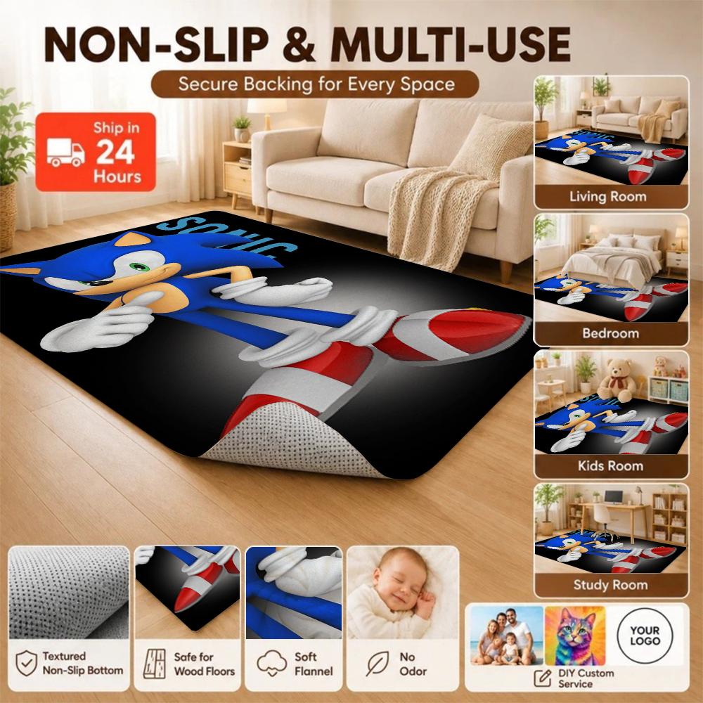 Sonic Hedgehog Carpet Bath Mat Fluffy Rug Soft Foot Mat Under Desk Mat Living Room Rug Pet Friendly