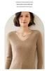 Women's V-Neck Striped Cashmere Knit Sweater - Slim-Fit Autumn/Winter Pullover