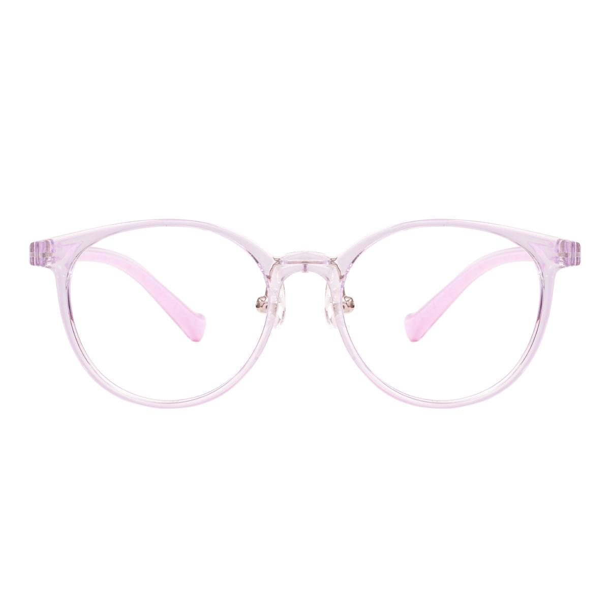 Bai Fen Bai Electronic 3C Unisex Kids Transparent Pink Tr90 Children Round Glasses Frame Boys And Girls Plastic Transparent Lightweight Spectacle For Optical Prescription Lenses