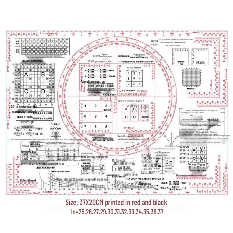 Flower Qianmo Map Reading and Coordinate Ruler Set One Size