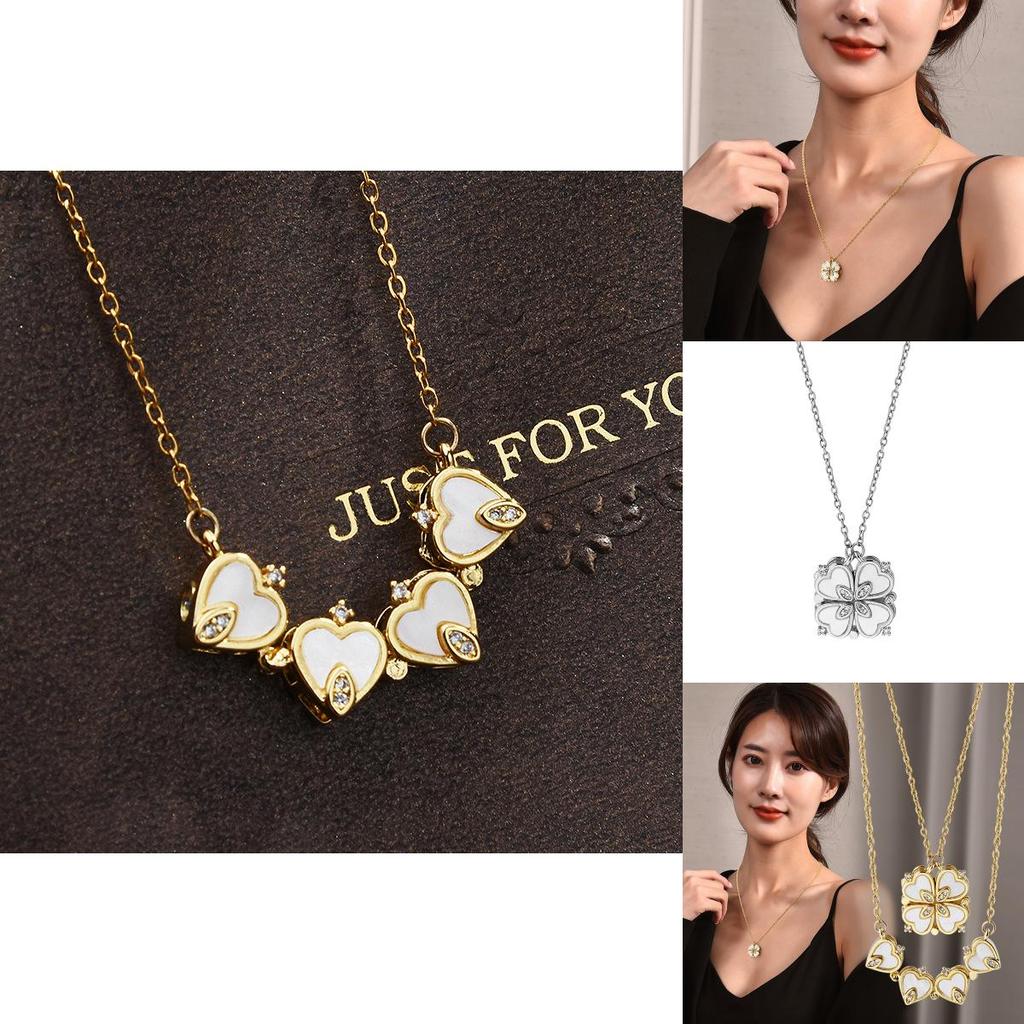 Elegant 2022 Titanium Steel Four Leaf Clover Heart Necklace For Women Stylish Accessory