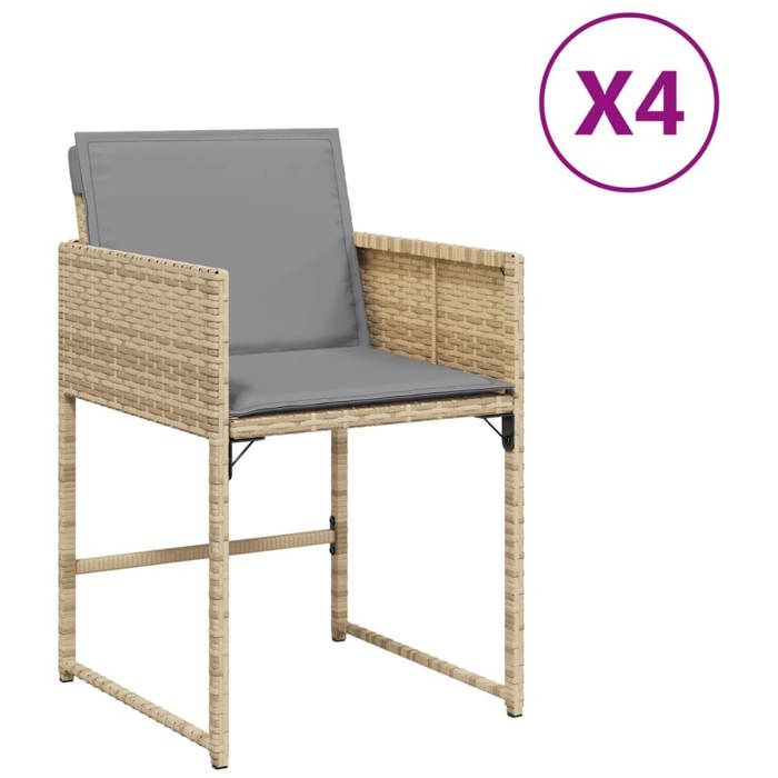 VidaXL Garden Chairs with Cushions Set of 4 Mixed Beige 365006