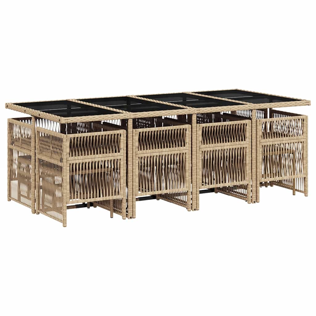 Vidaxl 13-Cz Garden Furniture Set, Cushions, Mixed Beige, Rattan Pe