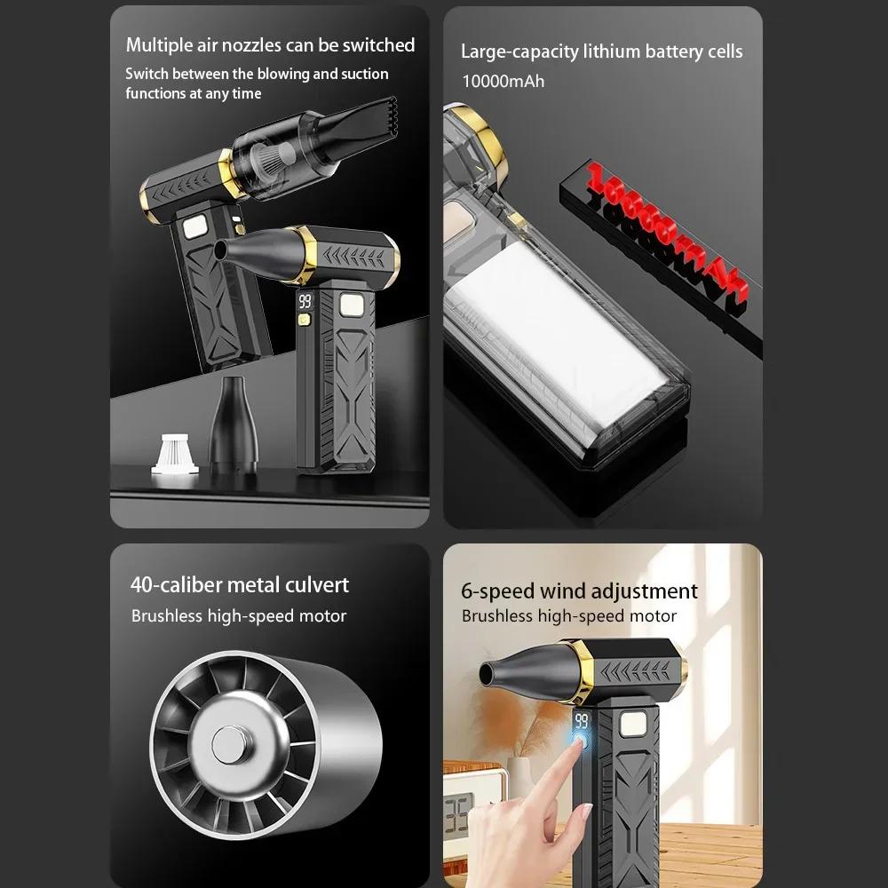 Portable 400000RPM Turbo Blower Jet M18 Brushless Electric Dust Cleaner with Type-C Charging, Powerful 53m/s Fan