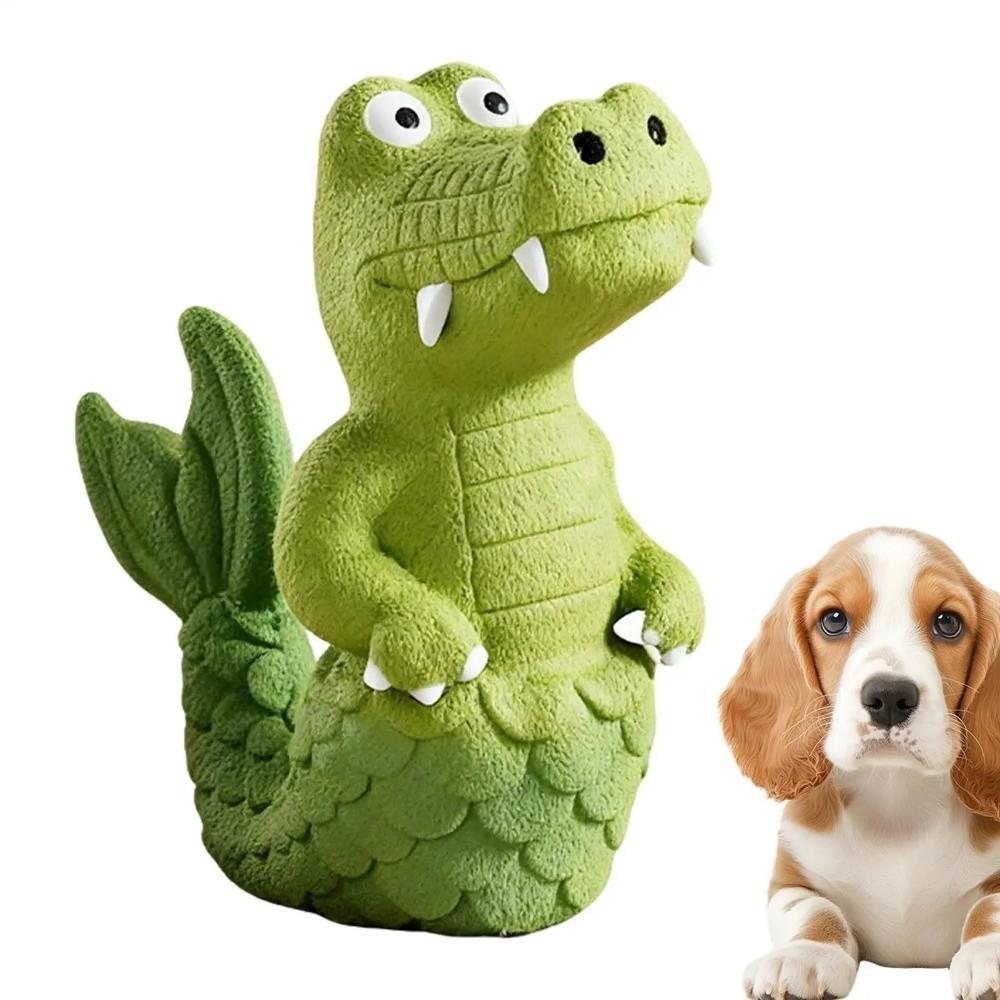 Chew Resistant Squeaky Alligator Dog Toy Green Color Pet Interactive Toy Latex Chew Toy  Pet Biting