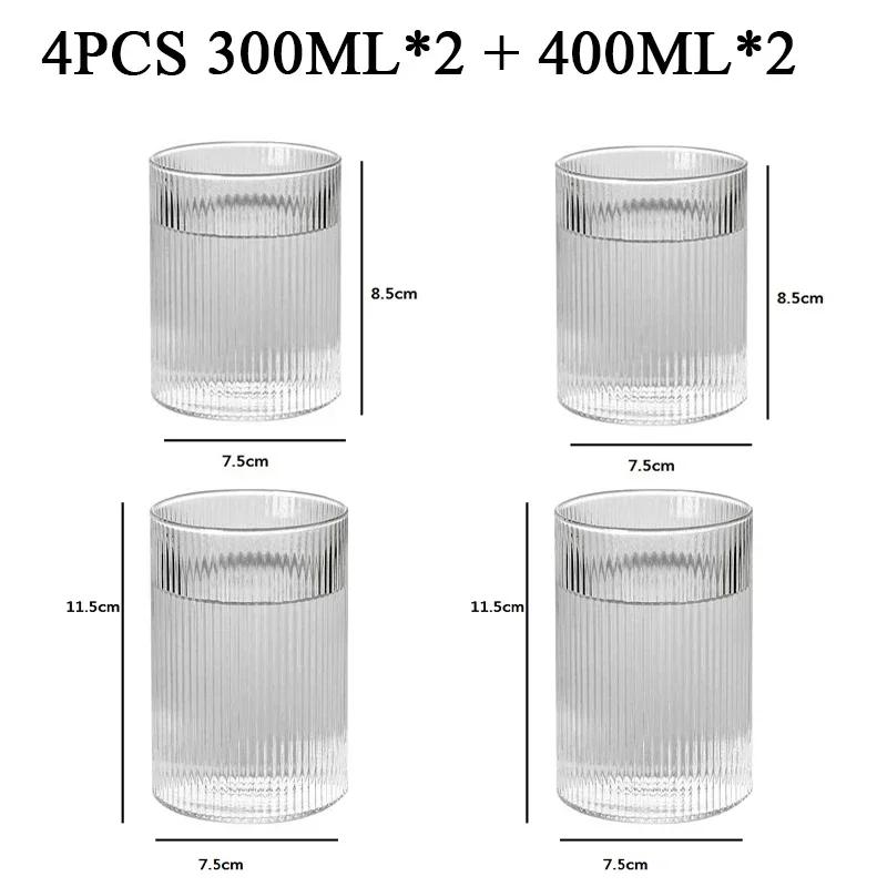 1/2/4/6pcs Vertical Pattern Cup Creative Japanese Glass Wine Juice Drink Coffee Handmade Clear Drinkware Shot Glasses Whiskey