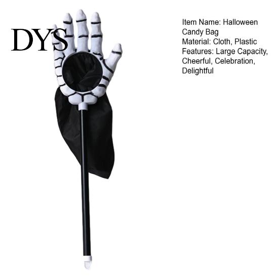 Halloween Props for Children Trick or Treat Bags Kids, Palm Shaped Candy Holder, Decorative Party Pouches Skeleton Hand Pouch with Long Handle Goodies