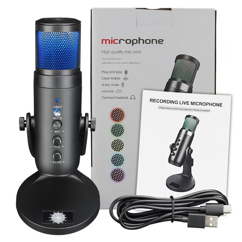 USB Microphone for Mobile Recording, Live Streaming, Gaming, Karaoke, and Conferences - Sound Card & Condenser with Monitoring Feature