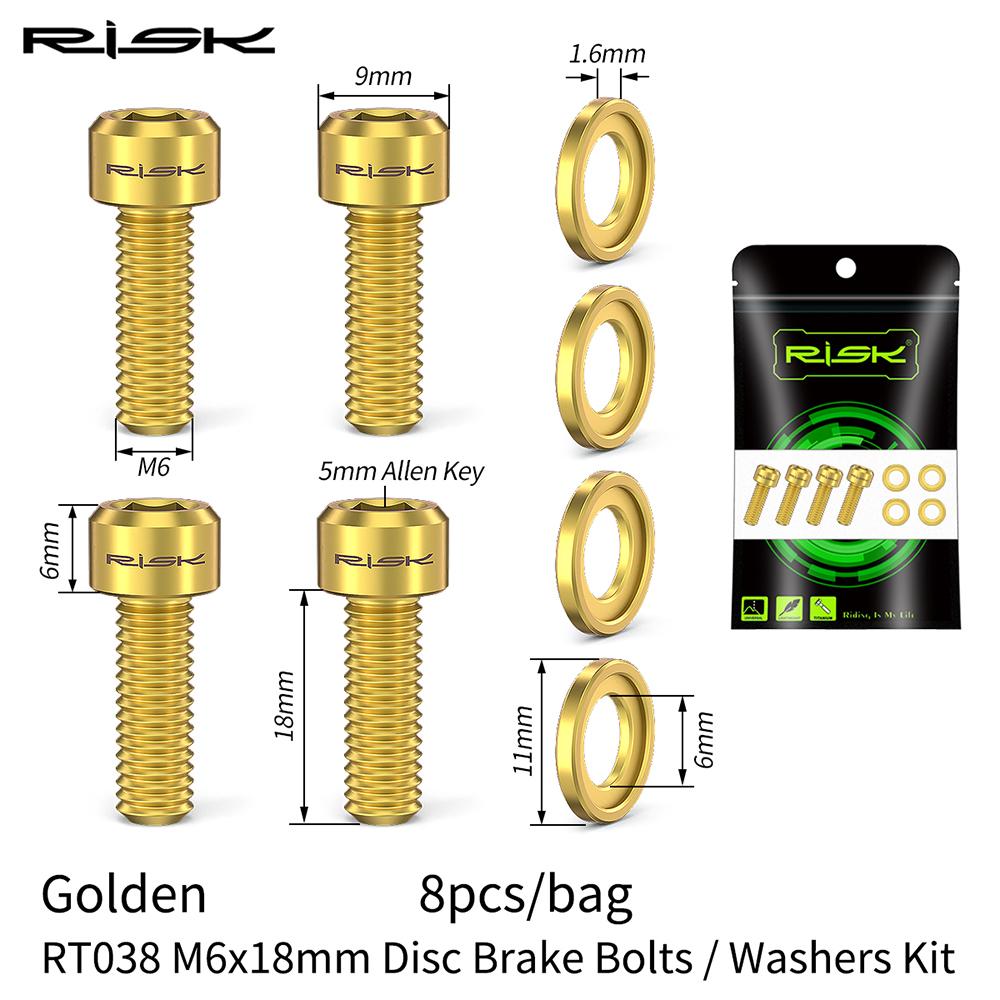 

Risk M6X18 Bike Disc Brake Clamp Seat Fixing Bolts with Grooved Gaskets Titanium Bicycle Screw MTB Road Brake Fixed Bolt Spacer